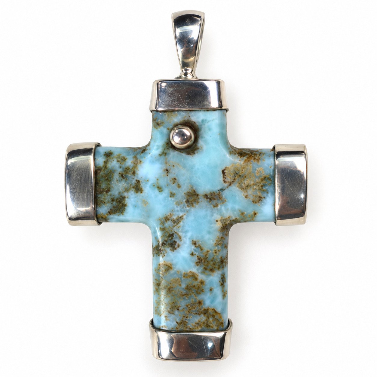 Heritage craftsmanship red blue Dominican Larimar sterling silver pendant 12.5g – photo 7