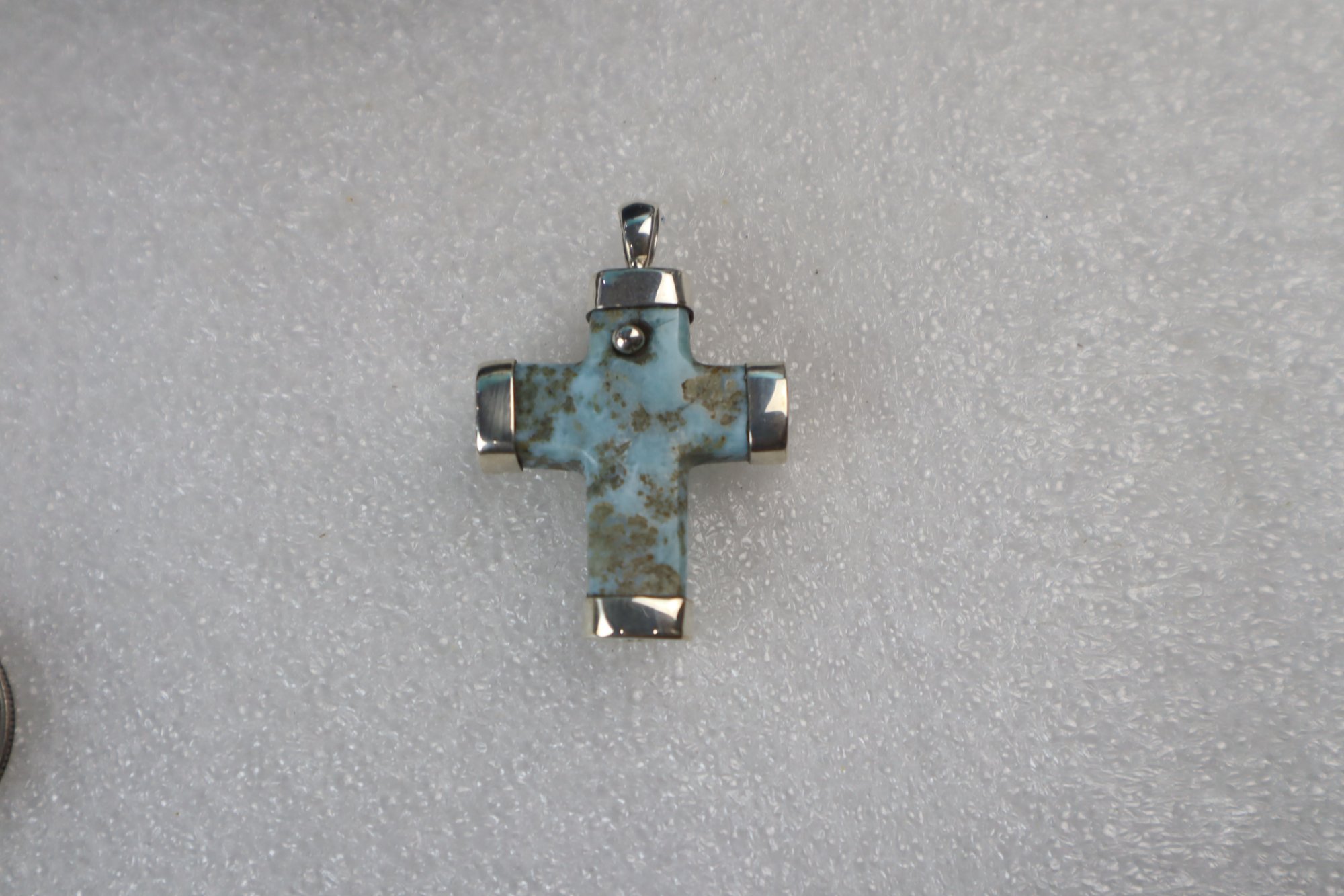 Heritage craftsmanship red blue Dominican Larimar sterling silver pendant 12.5g – photo 8