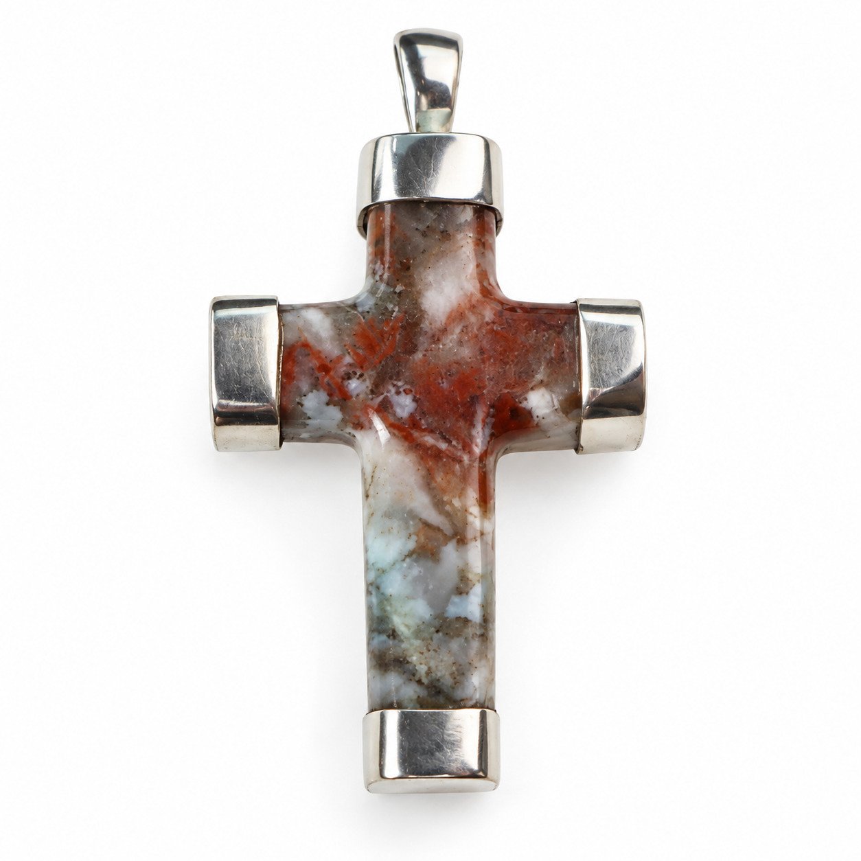 Skilled craftsmanship red blue Dominican Larimar sterling silver pendant 11.1g