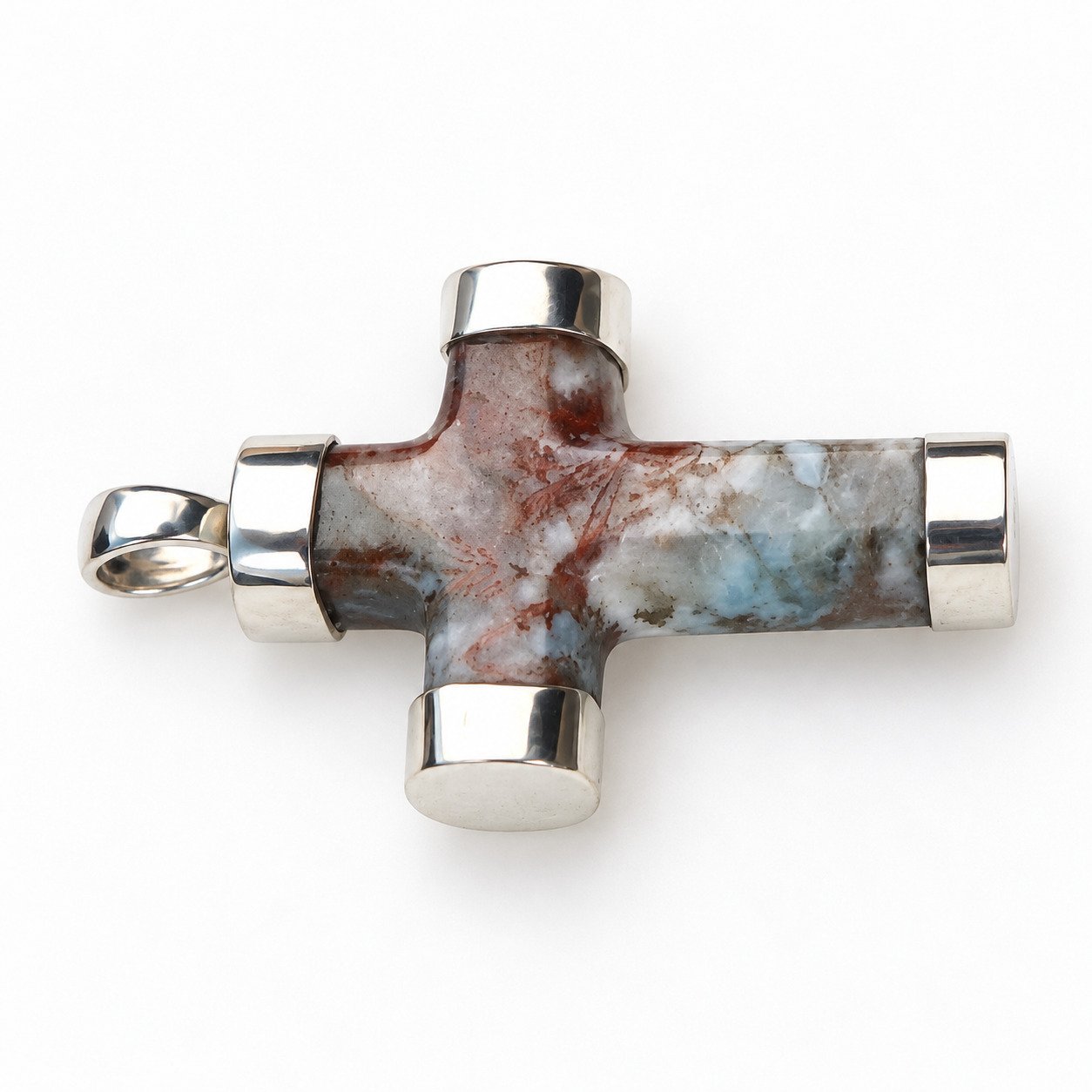 Skilled craftsmanship red blue Dominican Larimar sterling silver pendant 11.1g – photo 3