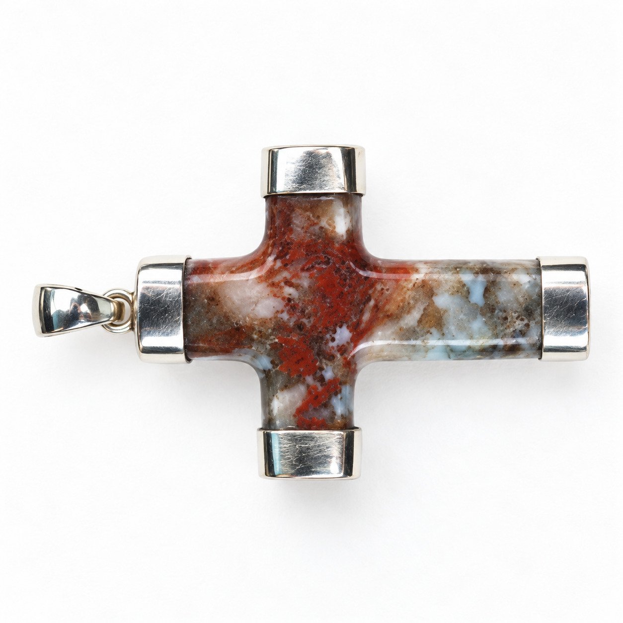 Skilled craftsmanship red blue Dominican Larimar sterling silver pendant 11.1g – photo 4