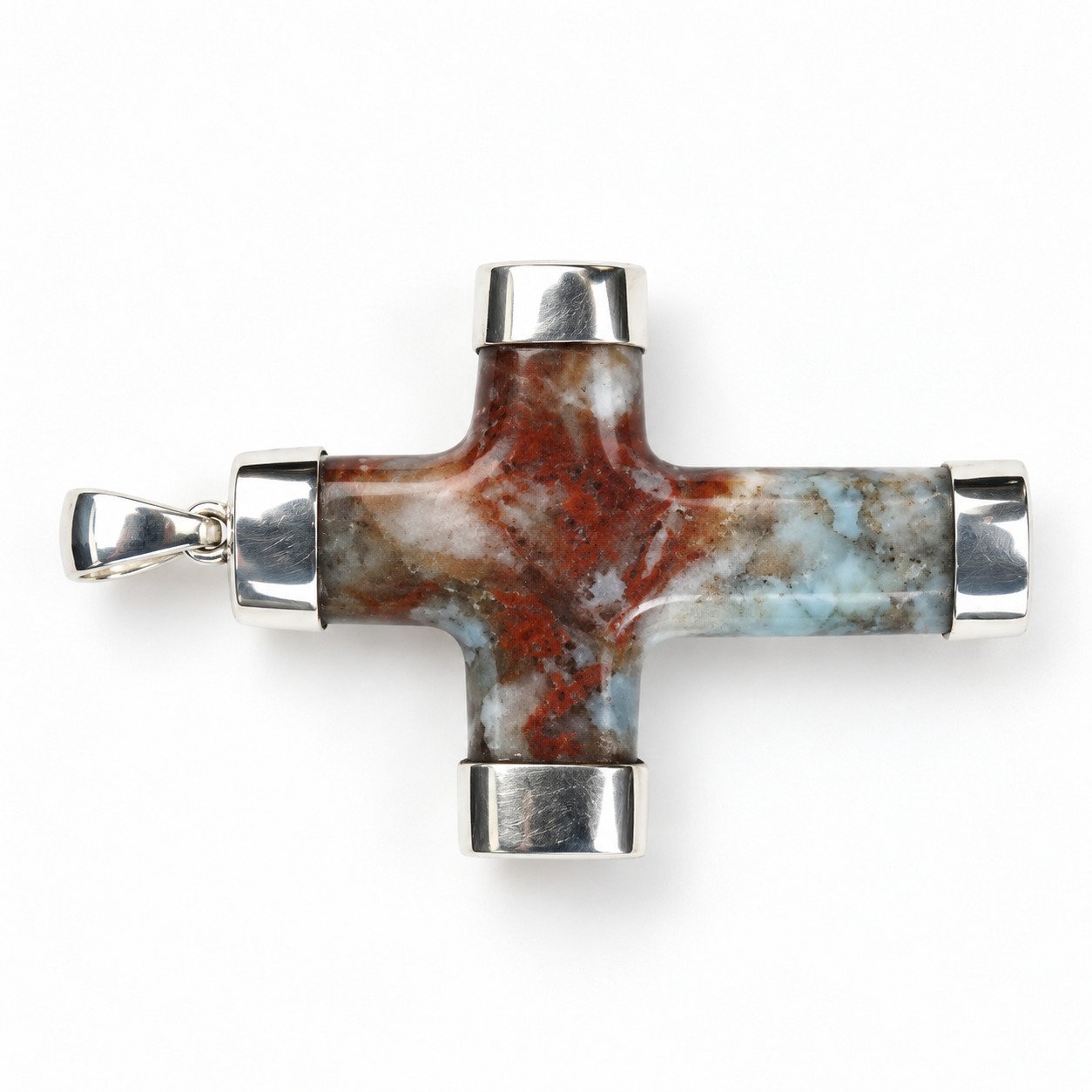 Skilled craftsmanship red blue Dominican Larimar sterling silver pendant 11.1g – photo 5