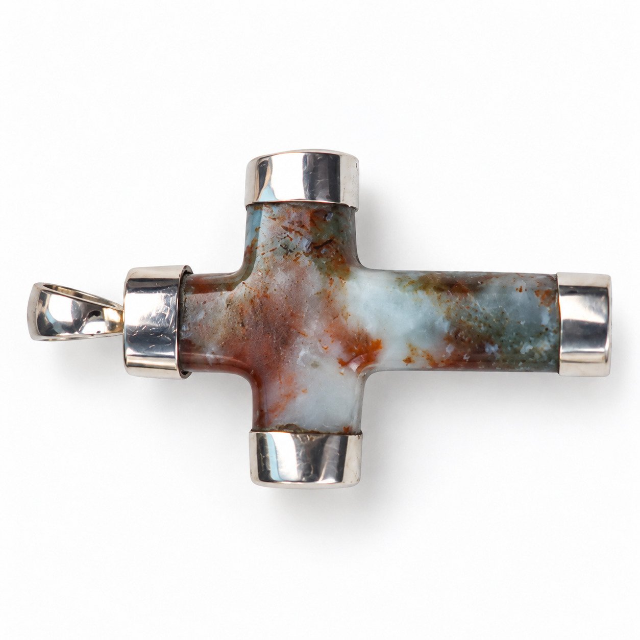 Skilled craftsmanship red blue Dominican Larimar sterling silver pendant 11.1g – photo 6