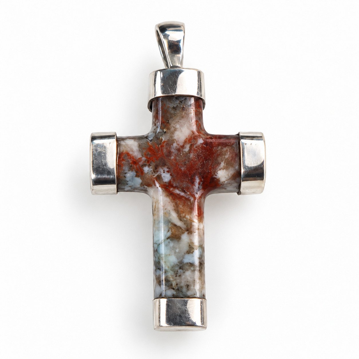 Skilled craftsmanship red blue Dominican Larimar sterling silver pendant 11.1g – photo 8
