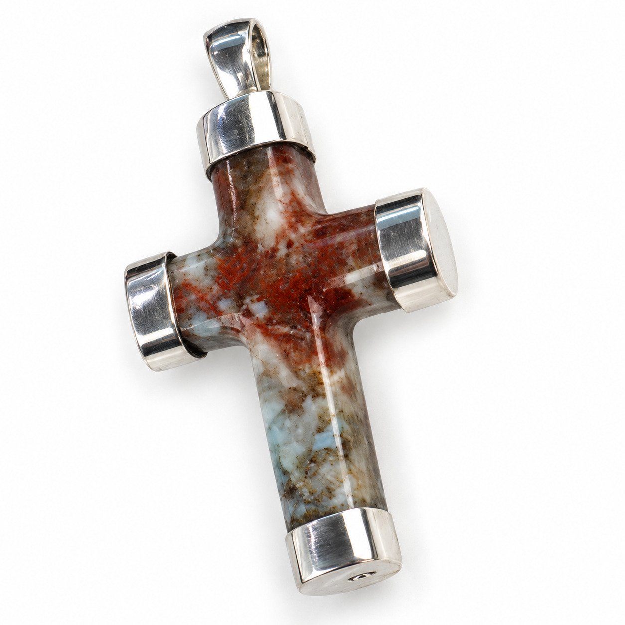 Skilled craftsmanship red blue Dominican Larimar sterling silver pendant 11.1g – photo 9