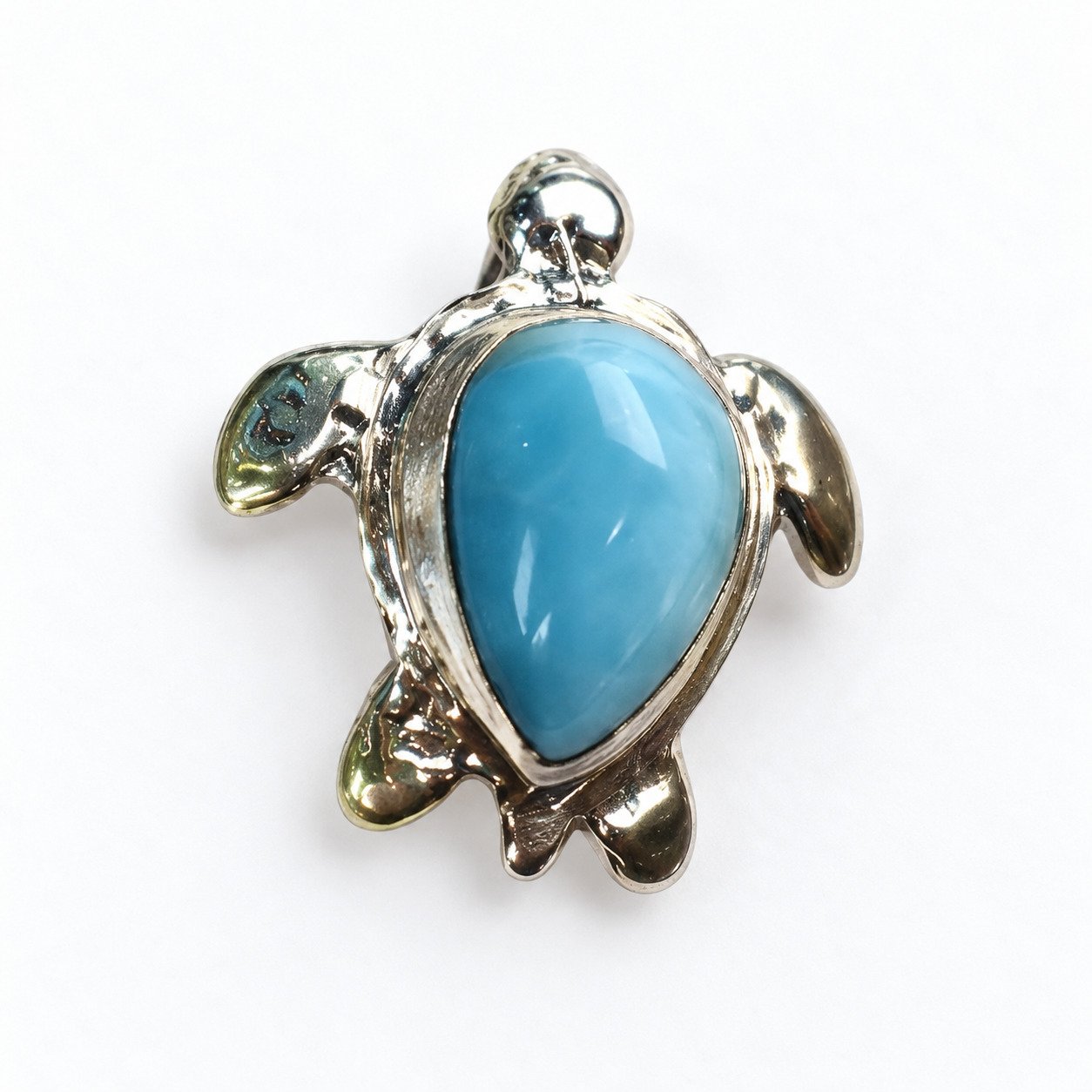 Skilled craftsmanship sky blue Dominican Larimar sterling silver pendant 5.4g