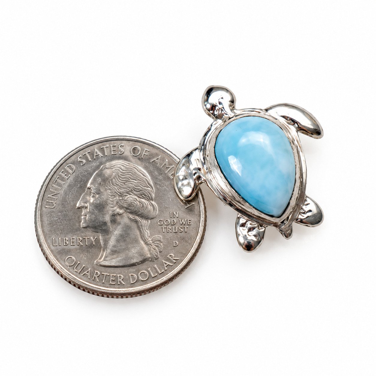 Skilled craftsmanship sky blue Dominican Larimar sterling silver pendant 5.4g – photo 2