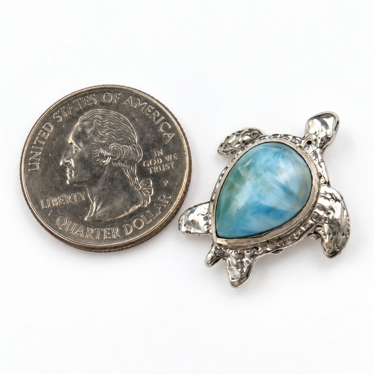 Skilled craftsmanship sky blue Dominican Larimar sterling silver pendant 5.7g – photo 2