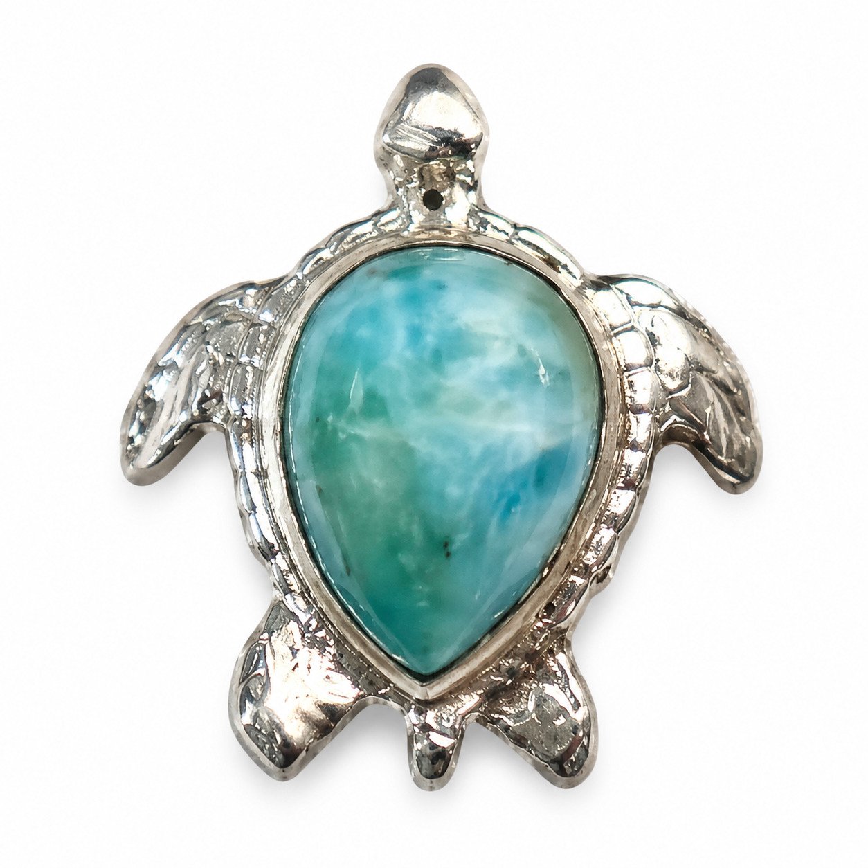 Skilled craftsmanship sky blue Dominican Larimar sterling silver pendant 5.7g – photo 3