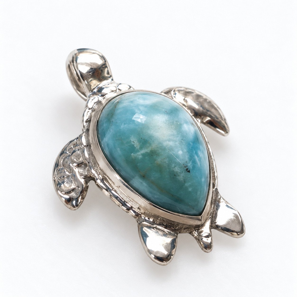 Skilled craftsmanship sky blue Dominican Larimar sterling silver pendant 5.7g – photo 4