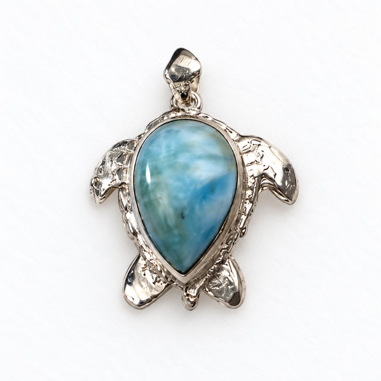 Skilled craftsmanship sky blue Dominican Larimar sterling silver pendant 5.7g – photo 6