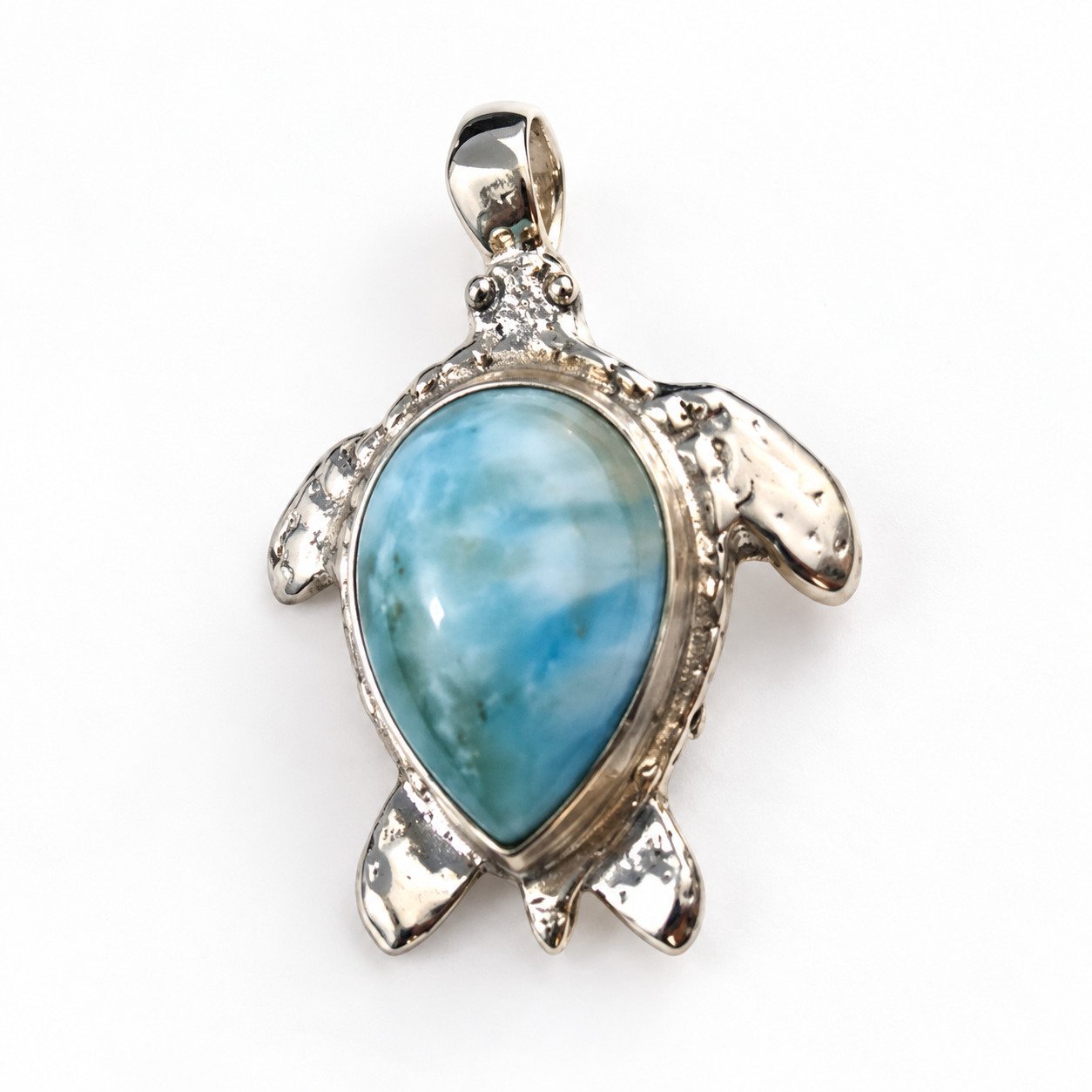 Skilled craftsmanship sky blue Dominican Larimar sterling silver pendant 5.7g – photo 7
