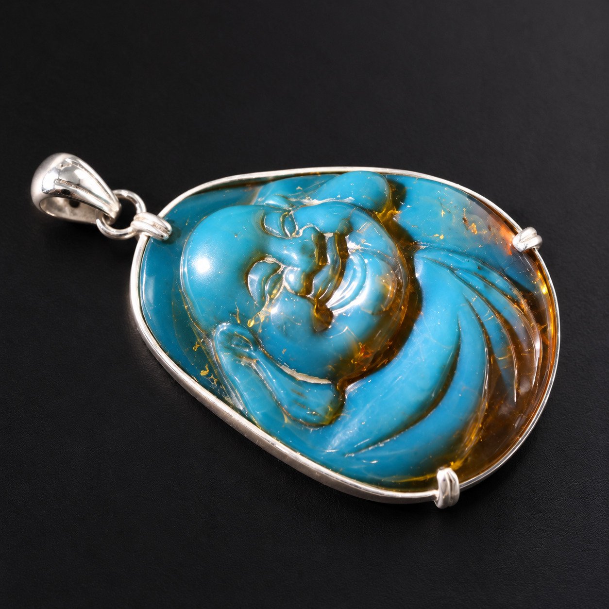 Premium sky blue Dominican amber sterling silver amber 7.1g – photo 3
