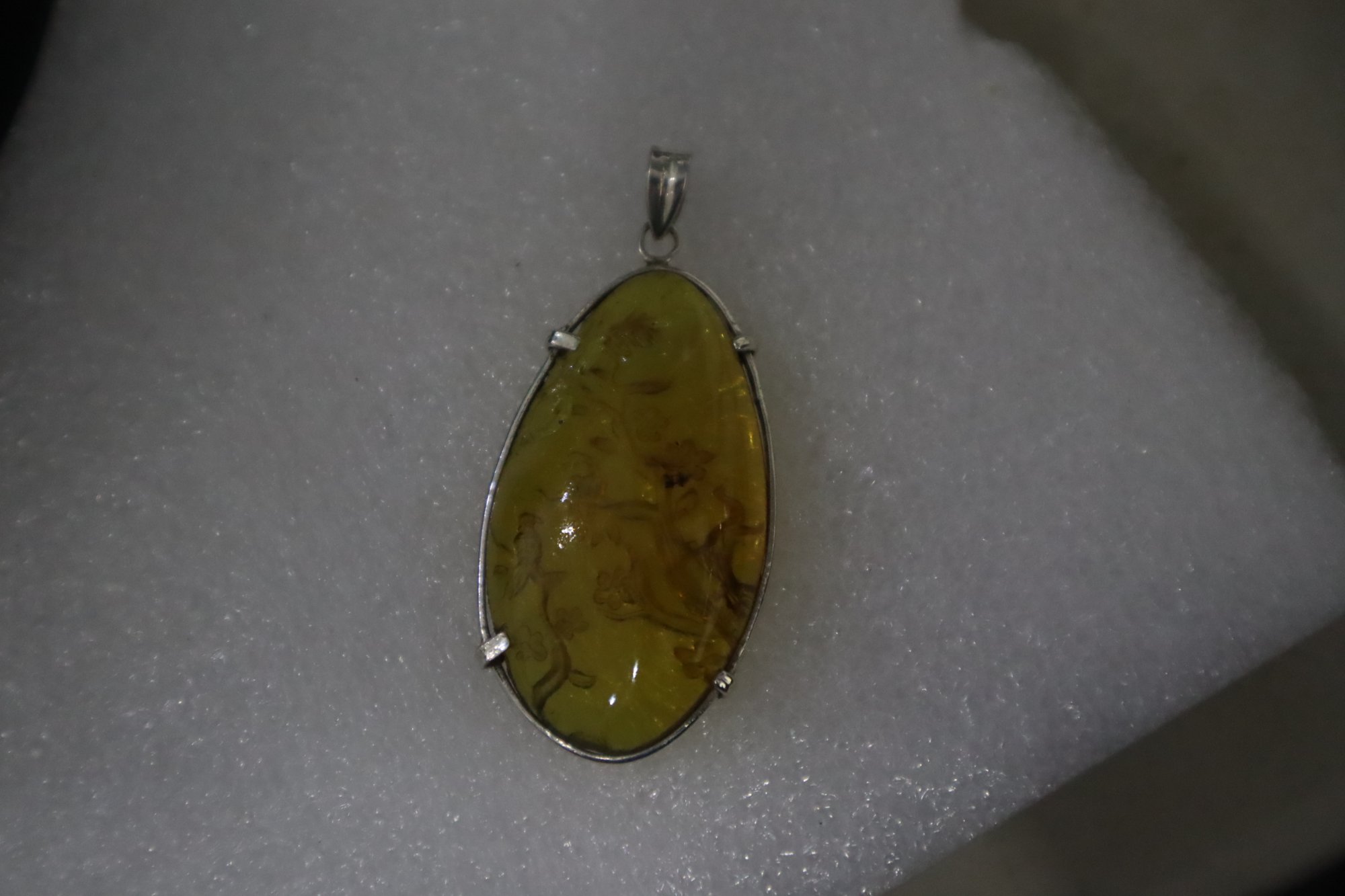Premium sky blue Dominican amber sterling silver amber 7.5g Buddah Carving – photo 15
