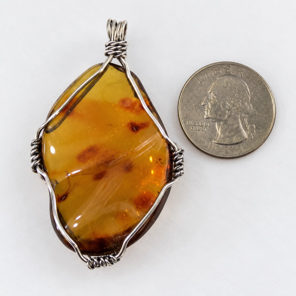 Authentic cognac blue Dominican amber sterling silver pendant 10.1g – photo 7