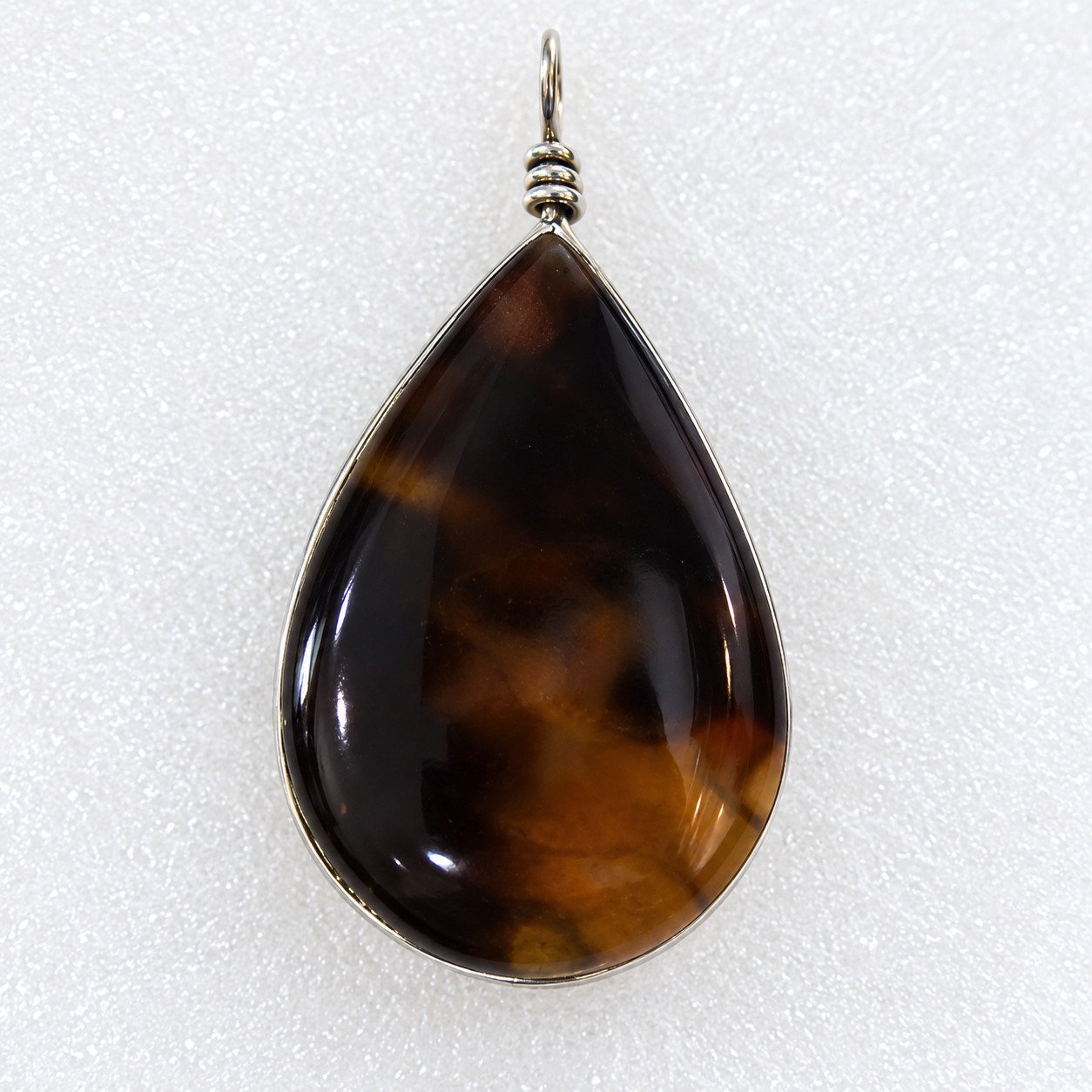 Natural clear volcanic blue amber sterling silver pendant 6.7g – photo 9