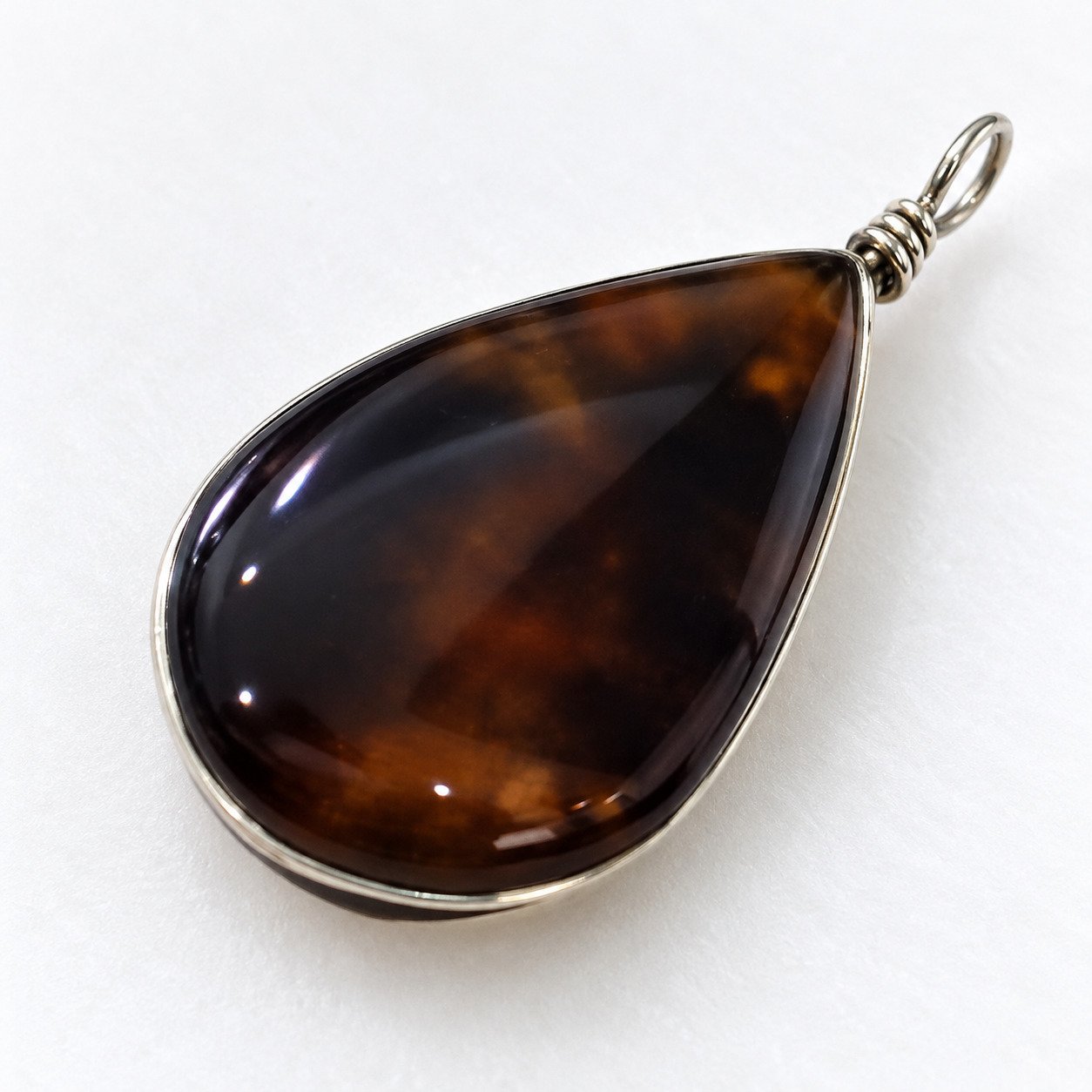 Natural clear volcanic blue amber sterling silver pendant 6.7g – photo 11