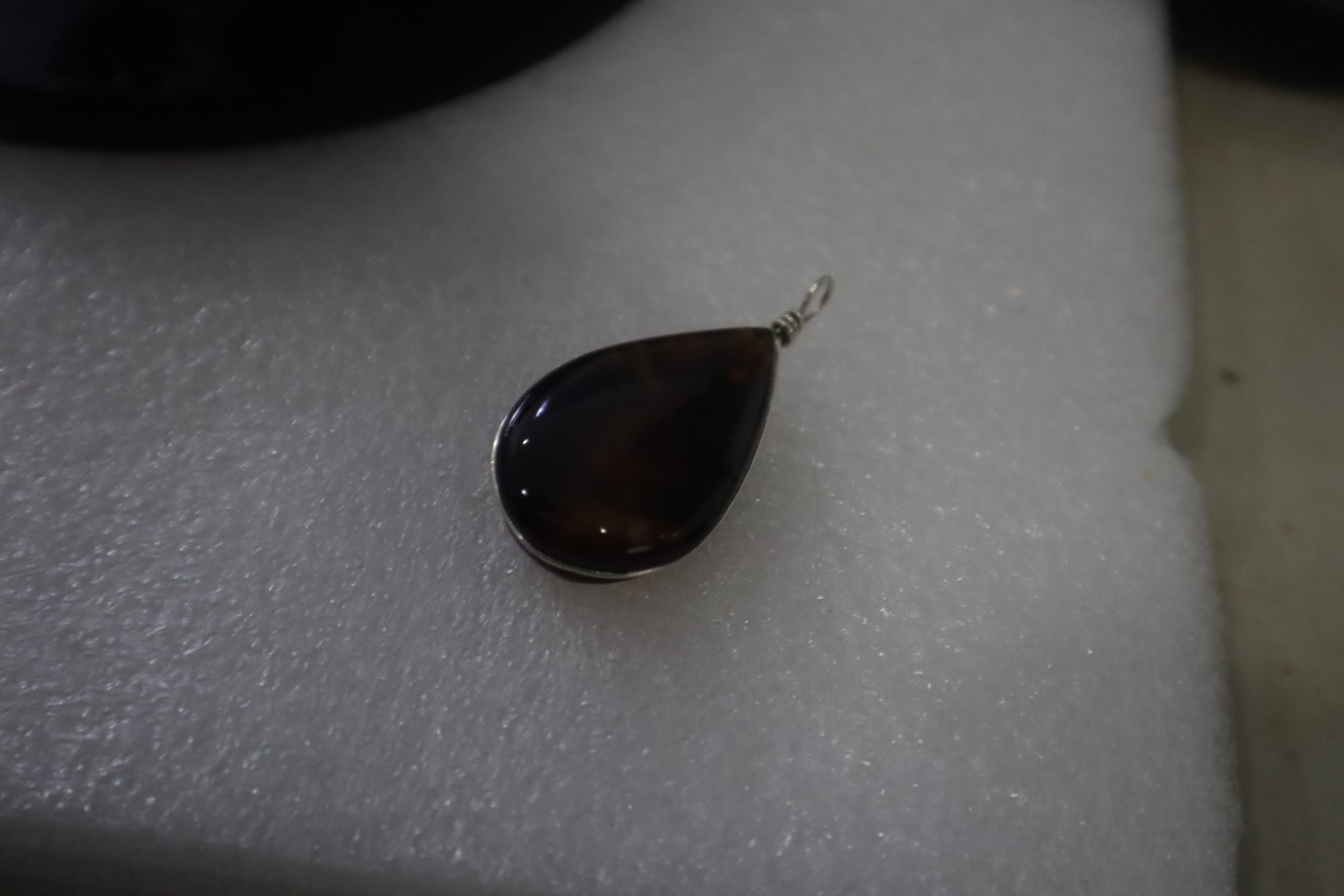 Natural clear volcanic blue amber sterling silver pendant 6.7g – photo 12