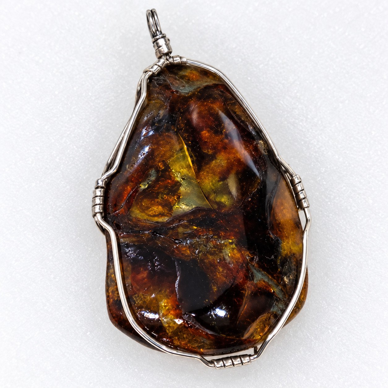 Natural yellow brown Dominican amber sterling silver pendant 15.9g – photo 5
