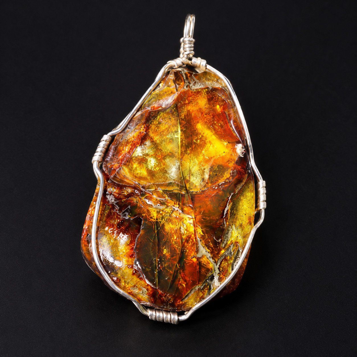 Natural yellow brown Dominican amber sterling silver pendant 15.9g – photo 8