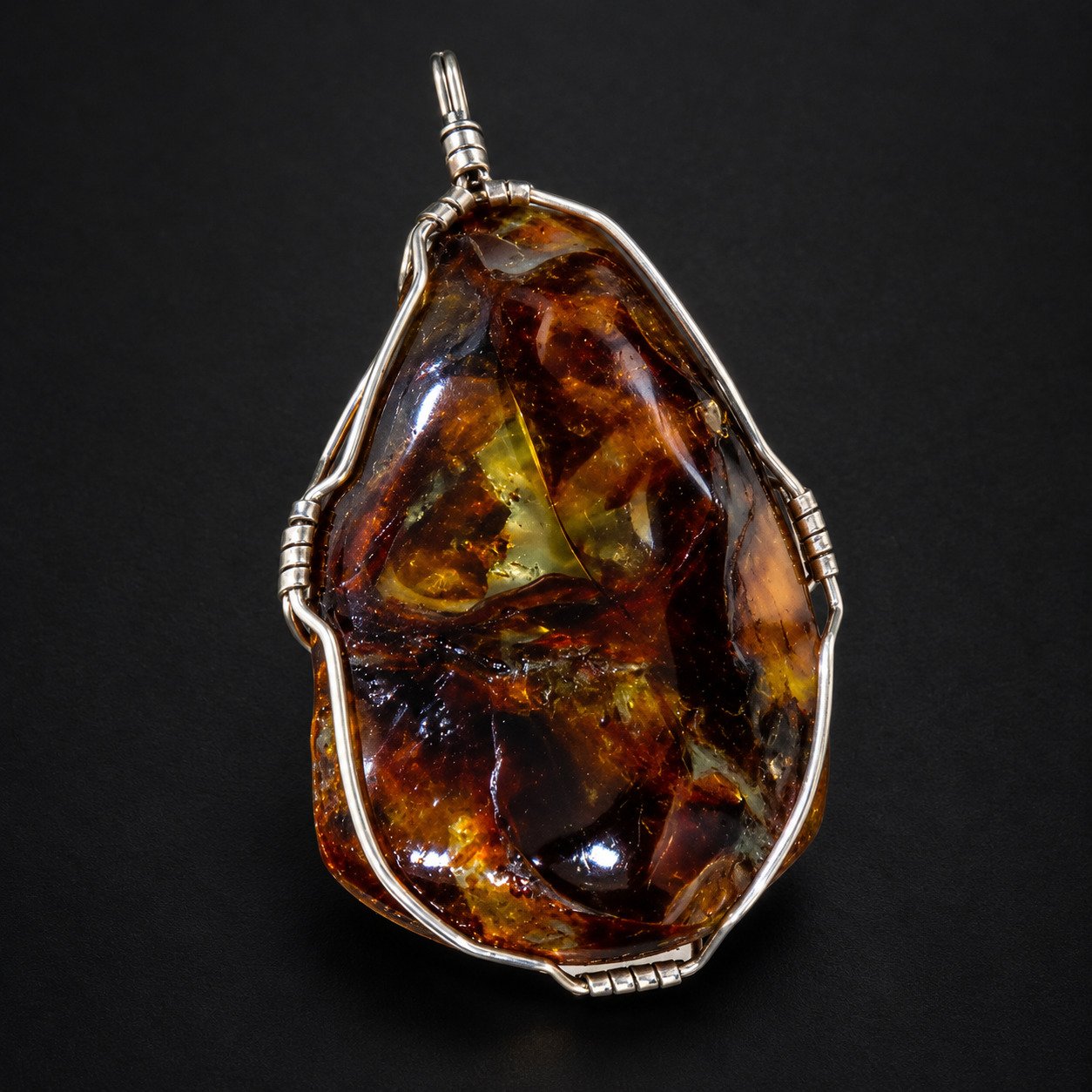 Natural yellow brown Dominican amber sterling silver pendant 15.9g – photo 9