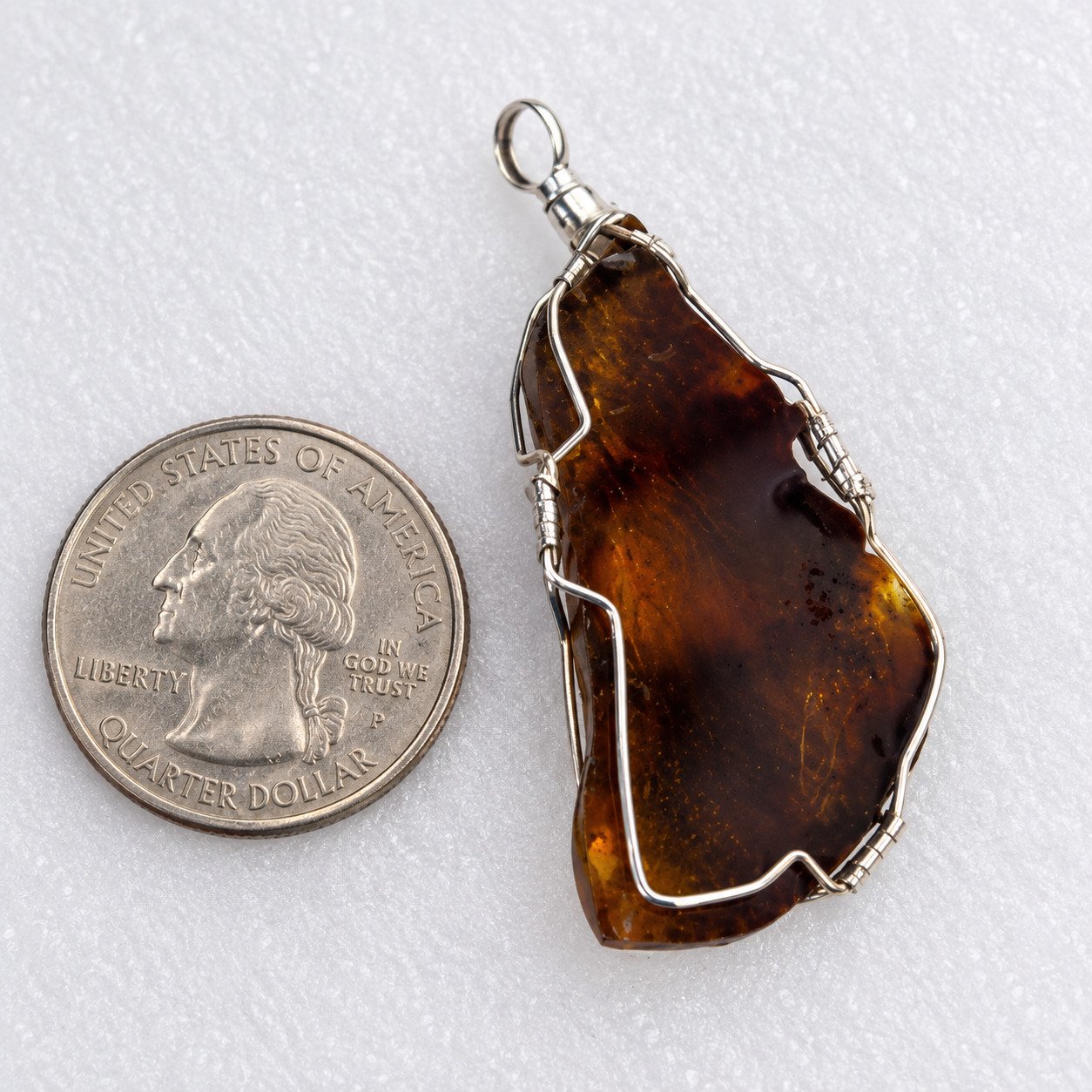Earth crafted yellow brown Dominican amber sterling silver pendant 6.3g – photo 4