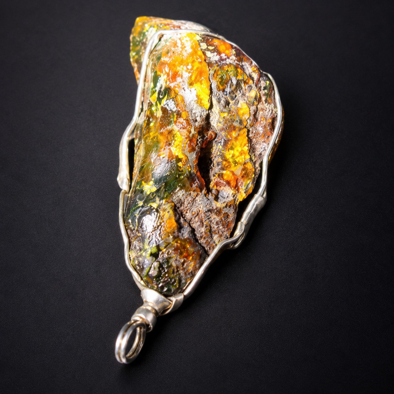 Earth crafted yellow brown Dominican amber sterling silver pendant 6.3g – photo 5