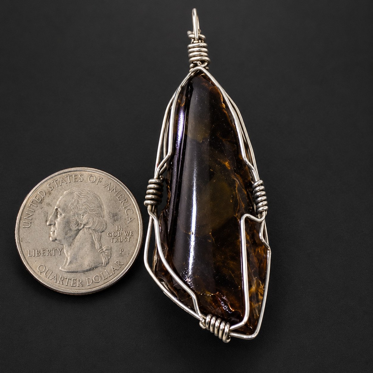 Naturally beautiful green brown Dominican amber sterling silver pendant 9.2g – photo 7