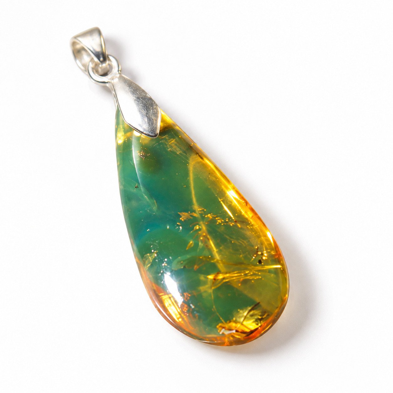 Timeless deep green Dominican amber sterling silver pendant 3.3g – photo 2