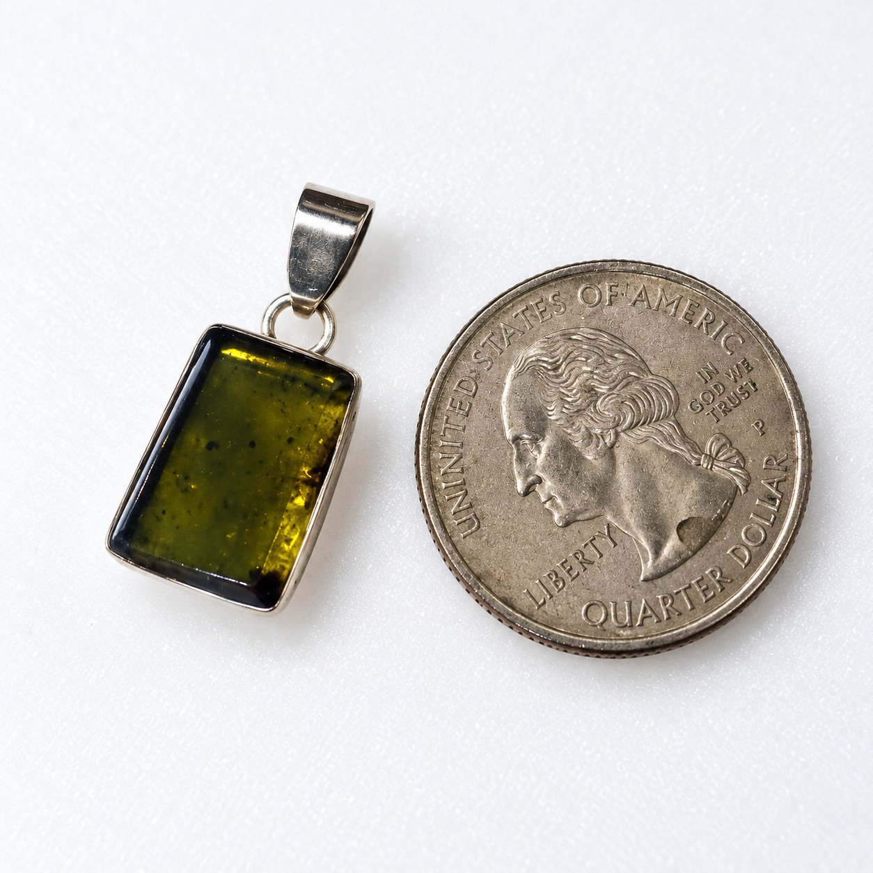 Timeless deep blue Dominican amber sterling silver pendant 2g – photo 4