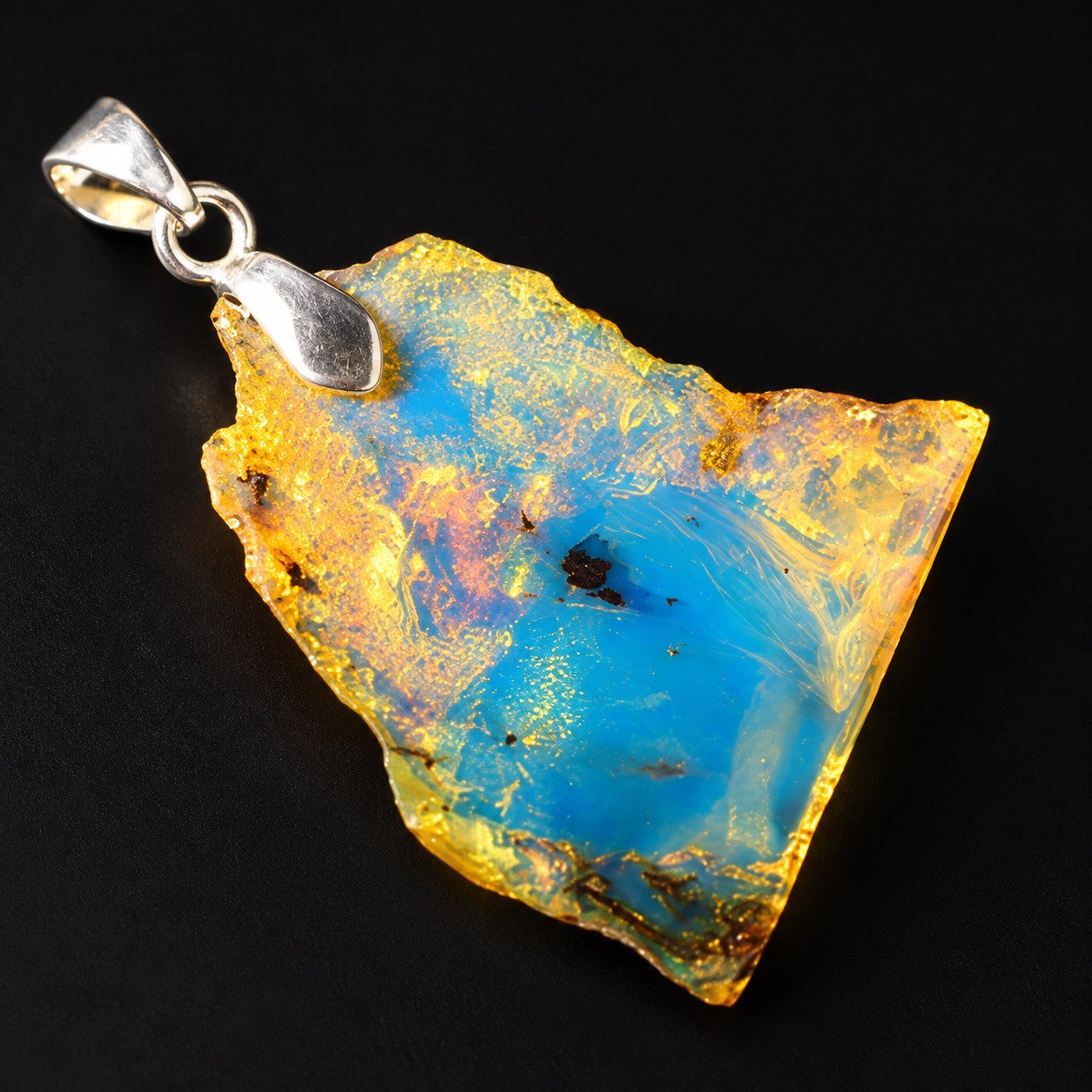 Raw beauty sky blue Dominican amber sterling silver pendant 1.9g – photo 3