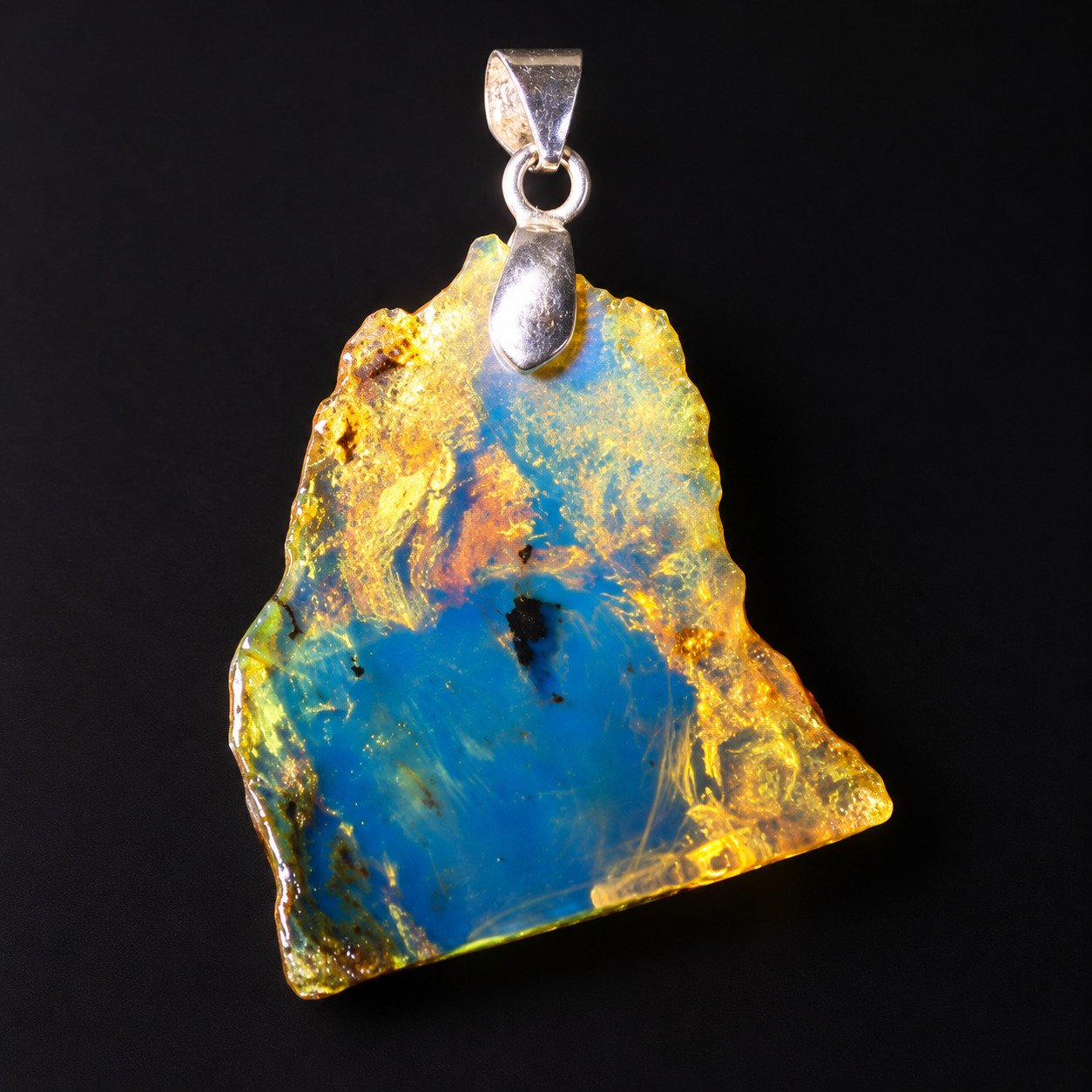 Raw beauty sky blue Dominican amber sterling silver pendant 1.9g – photo 4