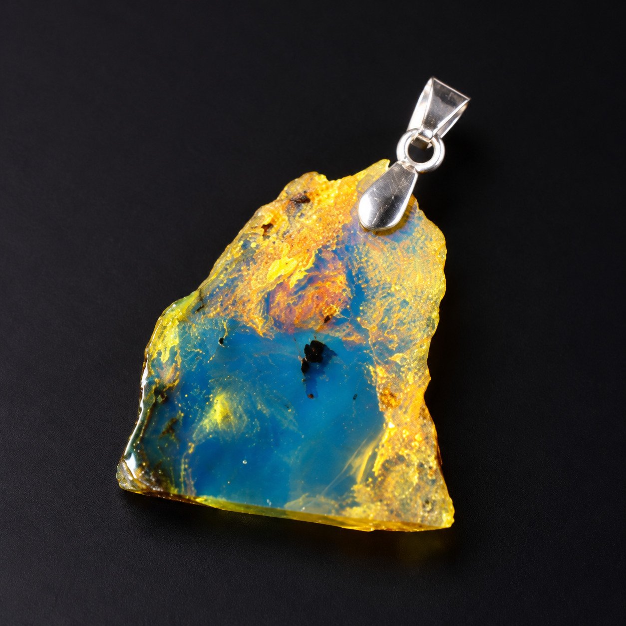 Raw beauty sky blue Dominican amber sterling silver pendant 1.9g – photo 5