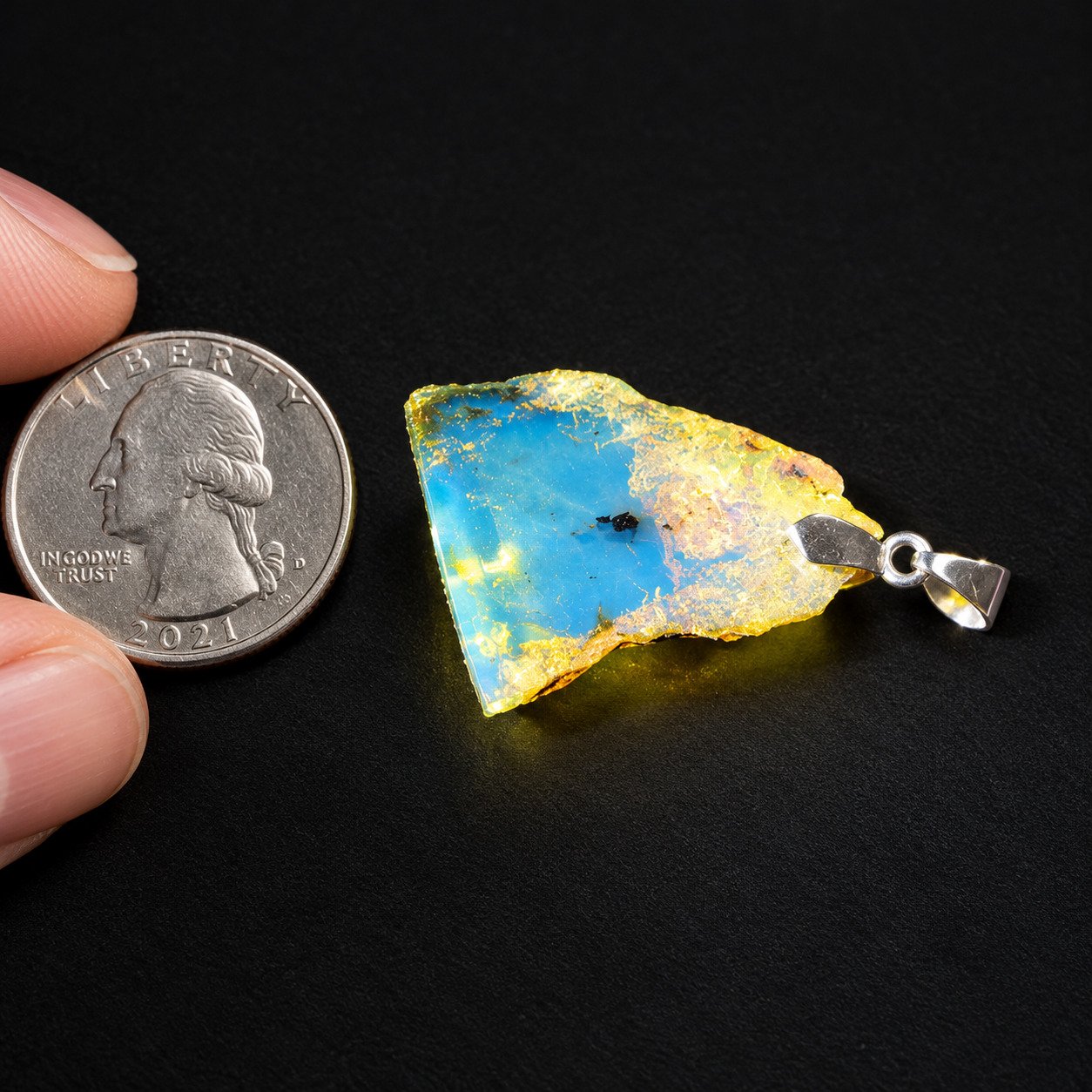 Raw beauty sky blue Dominican amber sterling silver pendant 1.9g – photo 7