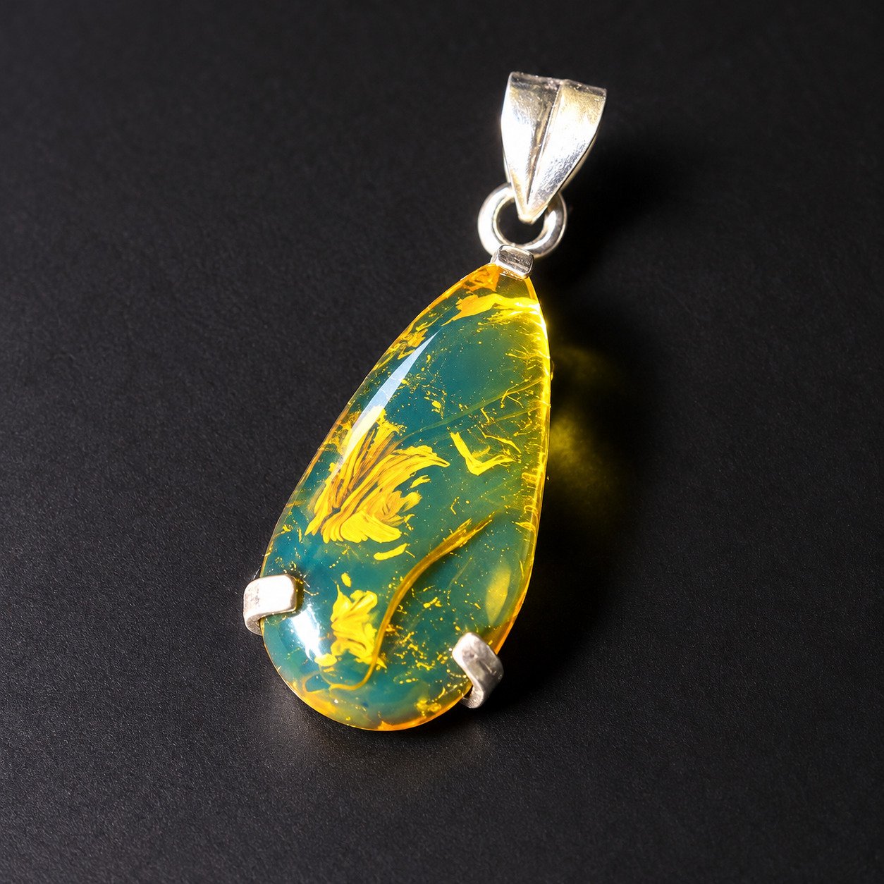 Raw beauty sky blue Dominican amber sterling silver pendant 4.1g – photo 3