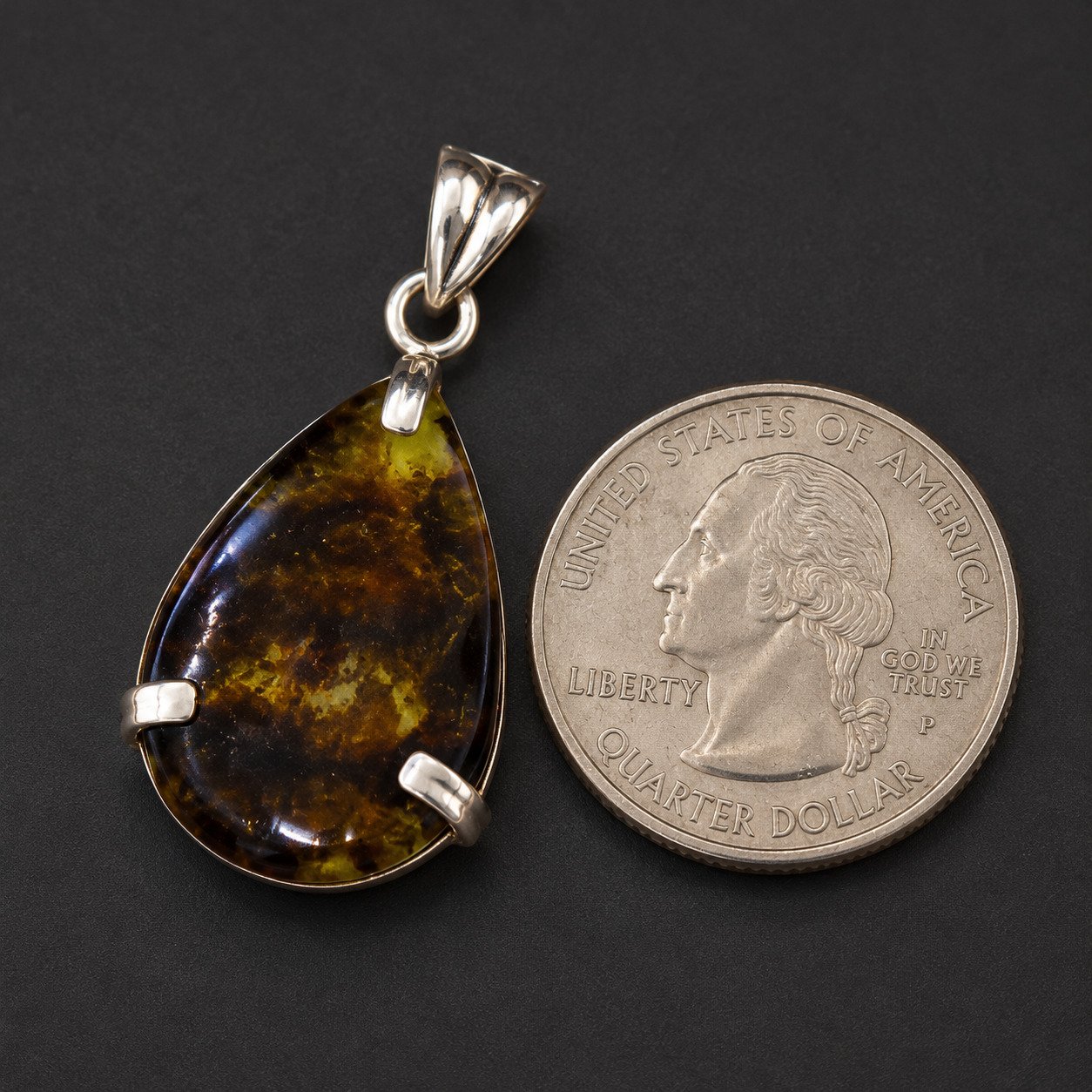 Nature created deep blue Dominican amber sterling silver pendant 3.7g – photo 5