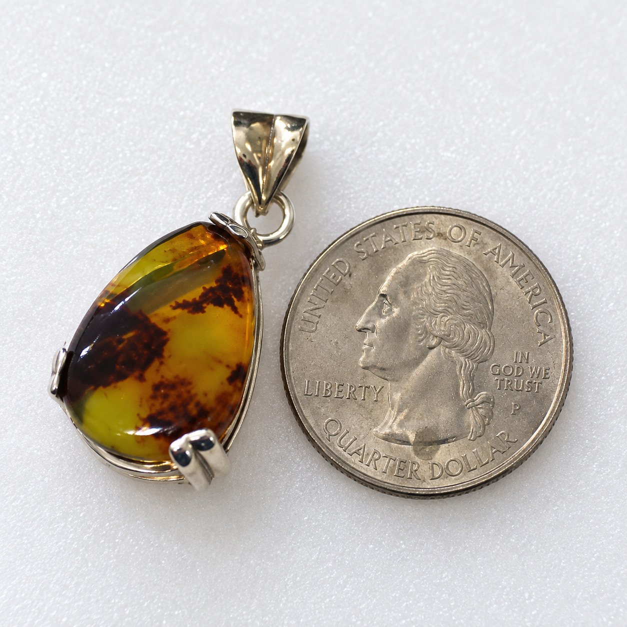 Exclusive sky blue Dominican amber sterling silver pendant 4.4g – photo 2