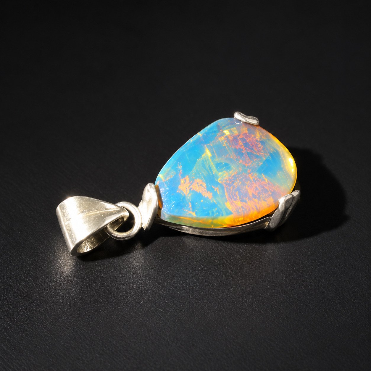 Exclusive sky blue Dominican amber sterling silver pendant 4.4g – photo 3