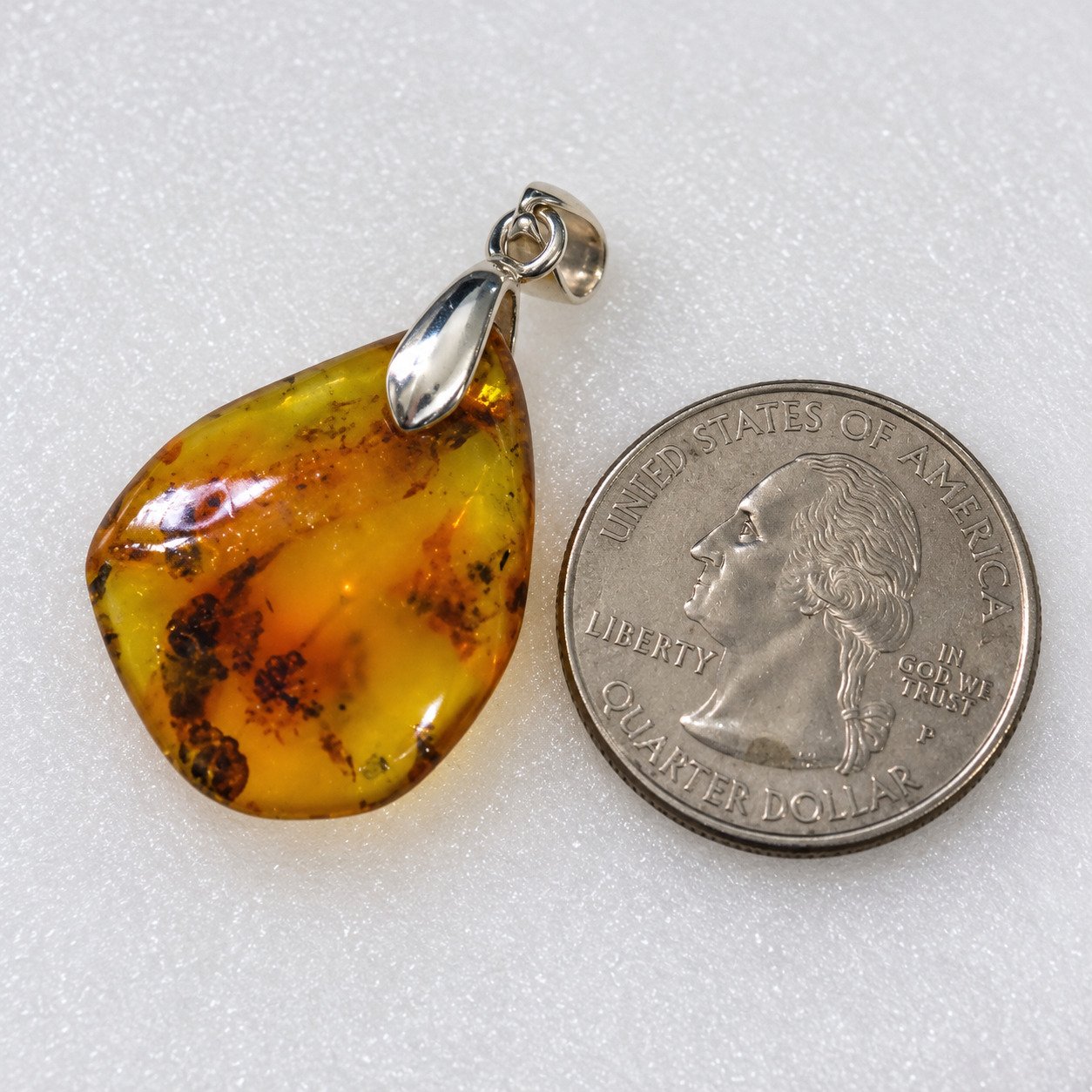 Island crafted yellow blue Dominican amber sterling silver pendant 2.2g – photo 6