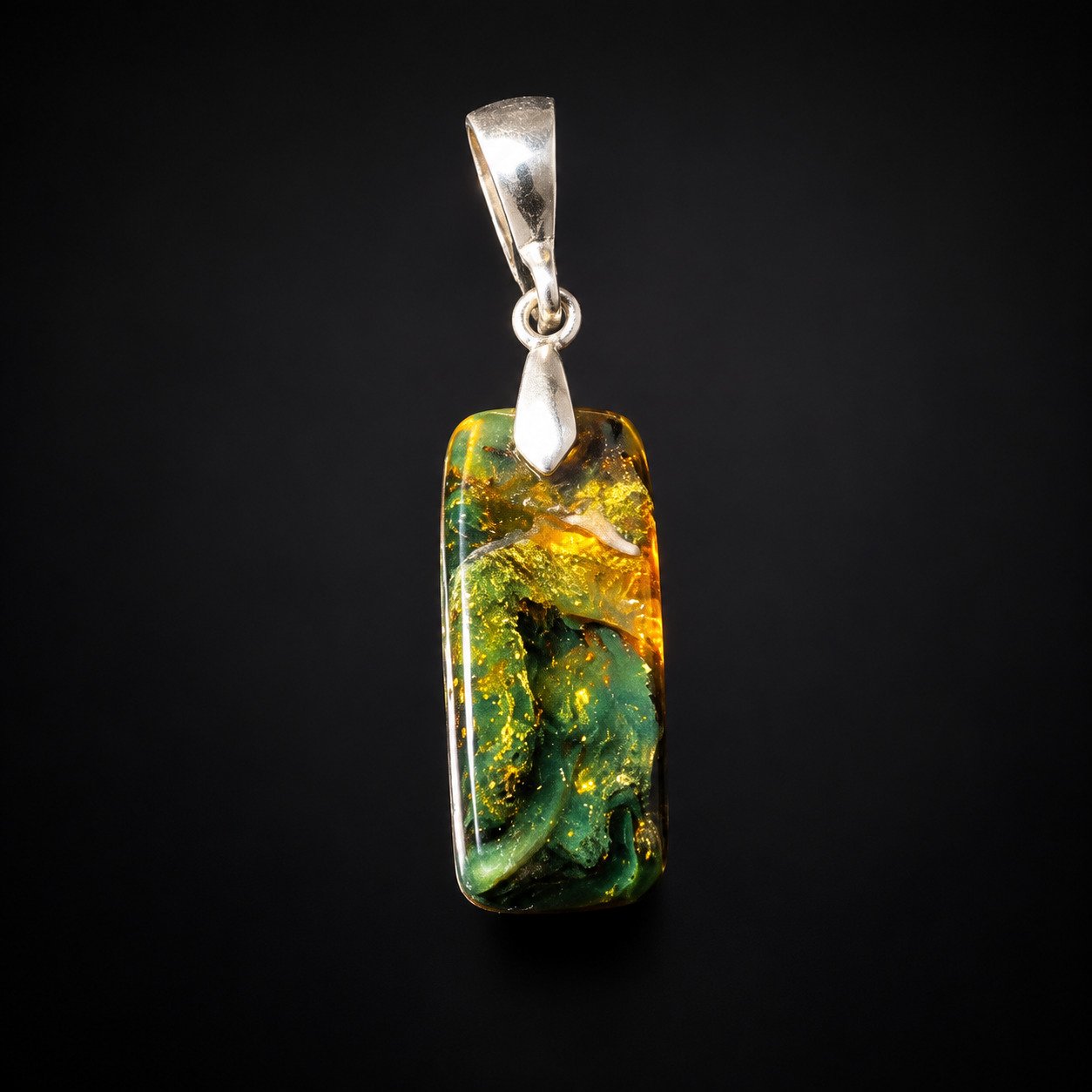 Handmade yellow green Dominican amber sterling silver pendant 1.2g – photo 4