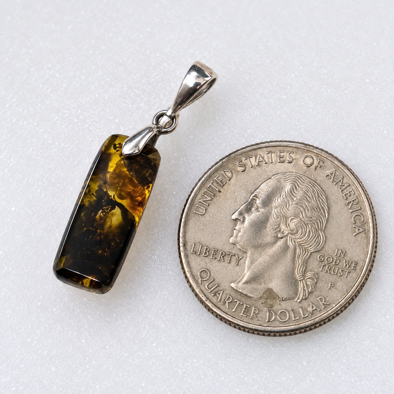 Handmade yellow green Dominican amber sterling silver pendant 1.2g – photo 7
