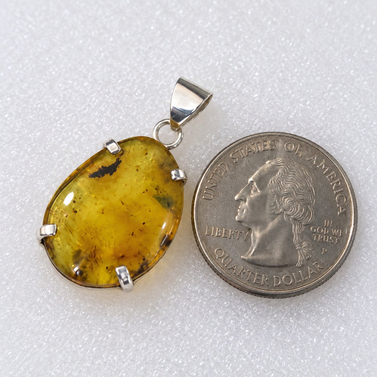 Artisan crafted yellow blue Dominican amber sterling silver pendant 2.5g – photo 3