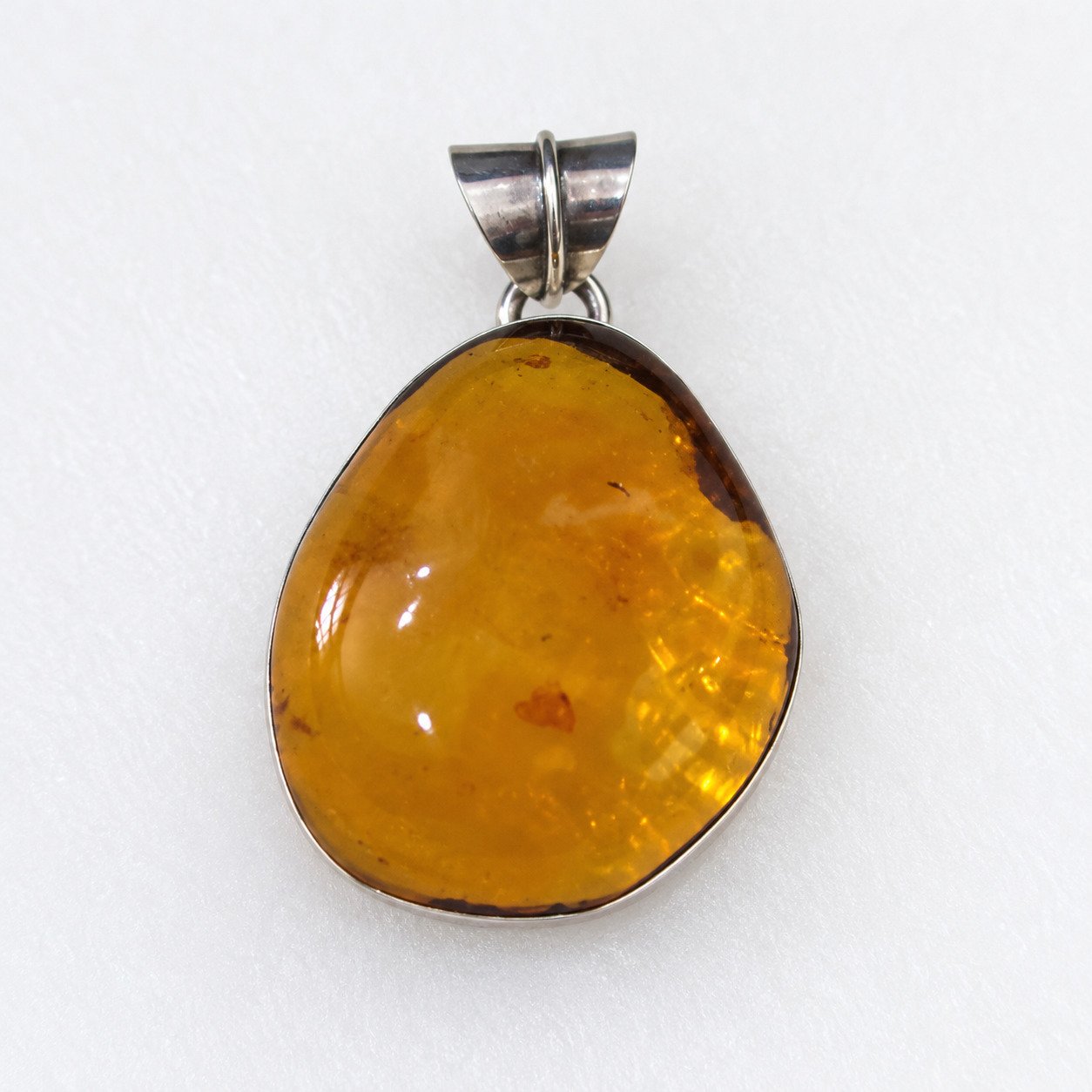 Master crafted orange green Dominican amber sterling silver pendant 5.7g – photo 3