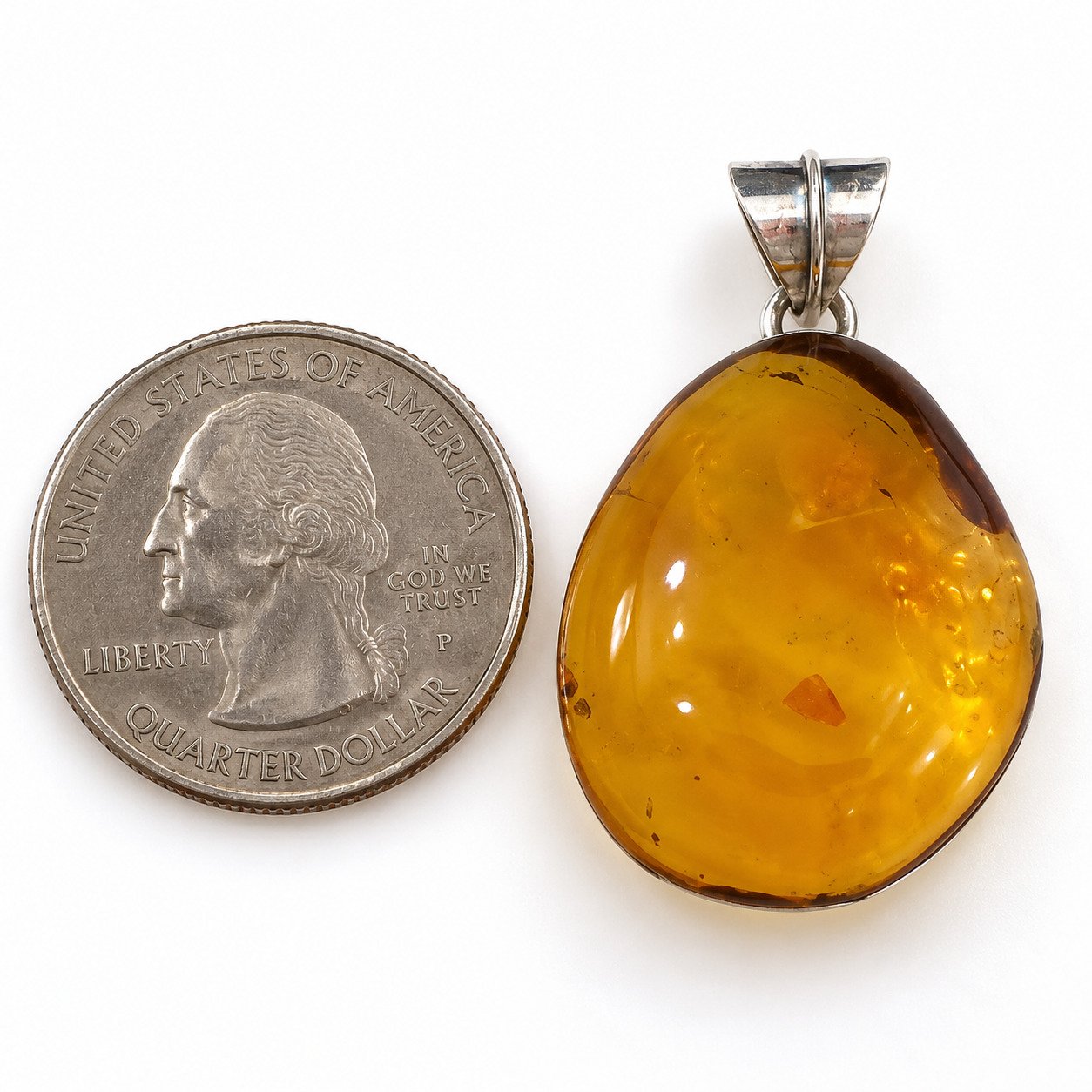 Master crafted orange green Dominican amber sterling silver pendant 5.7g – photo 4