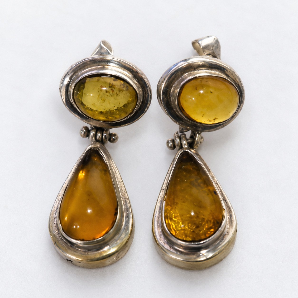 Handmade orange green Dominican amber sterling silver earring 3.5g – photo 8