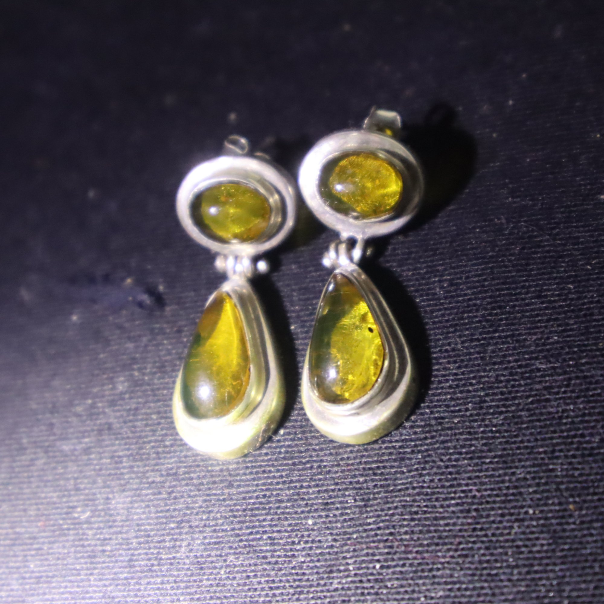 Handmade orange green Dominican amber sterling silver earring 3.5g – photo 10