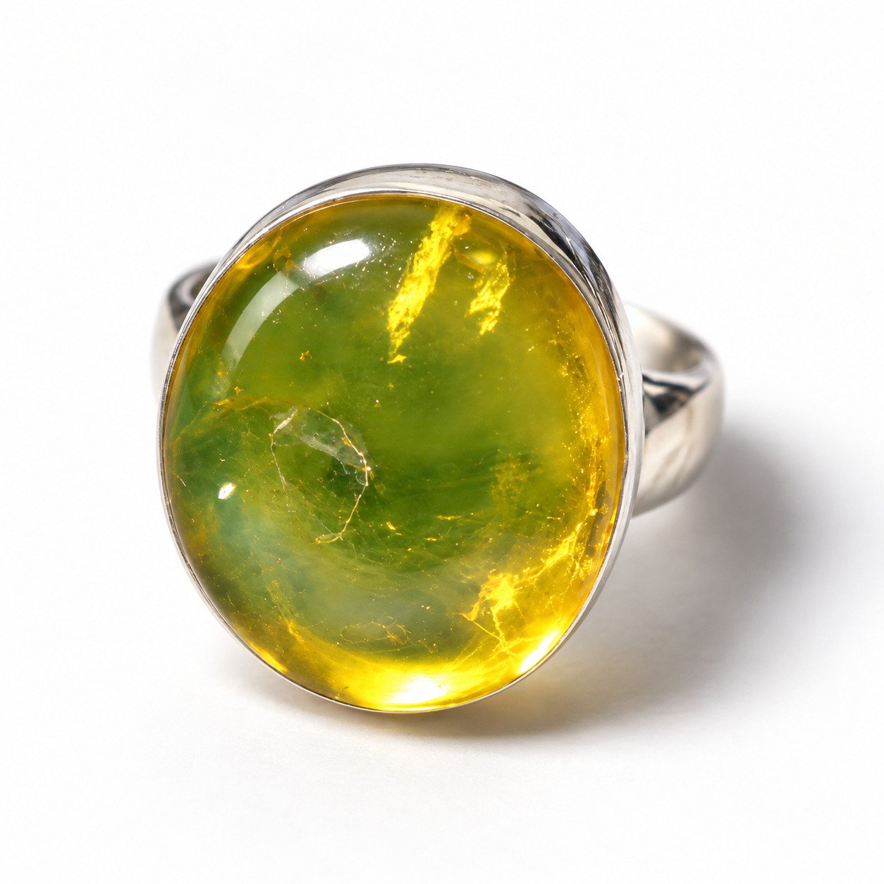 Handmade orange green Dominican amber sterling silver ring 4g – photo 2