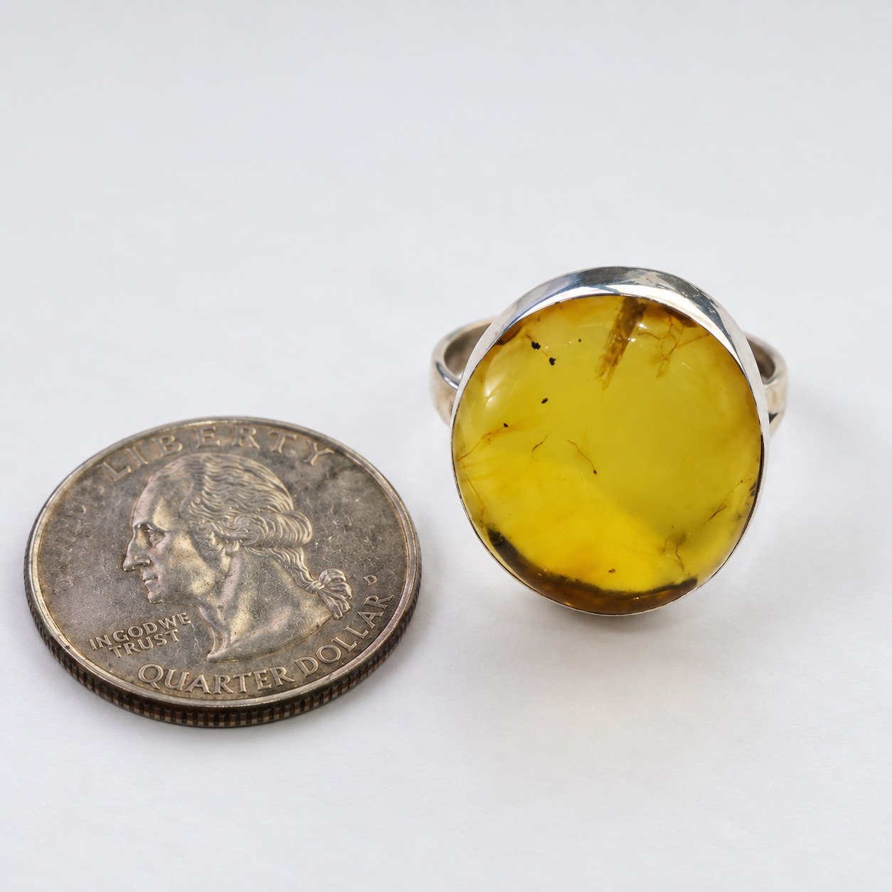 Handmade orange green Dominican amber sterling silver ring 4g – photo 3