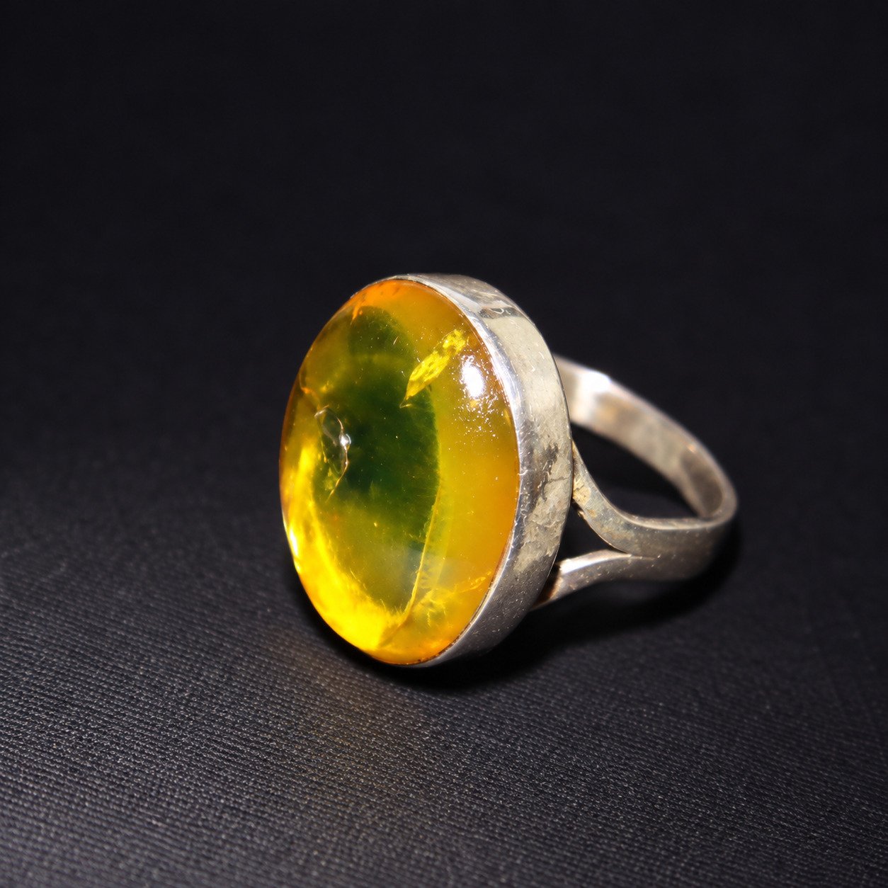 Handmade orange green Dominican amber sterling silver ring 4g – photo 4