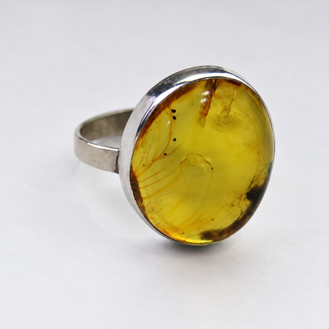 Handmade orange green Dominican amber sterling silver ring 4g – photo 6
